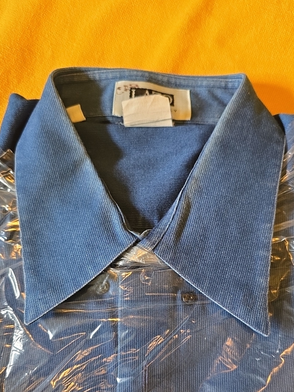 Italian Men's Blue Corduroy-Look 100% Cotton Button-Down Shirt